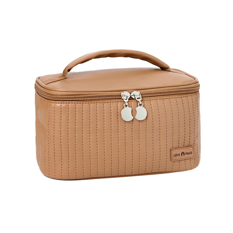 Quilted Thread Portable Large Luxury Lady Series Fashion Styling Hot Selling Professional Makeup Organizer Cases PU Cosmetic Bag