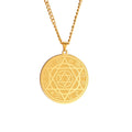 Talisman Seal Solomon Six-Pointed Star Pendants Necklace 12 Zodiac Sign Hexagram Stainless Steel Men Amulet Necklace