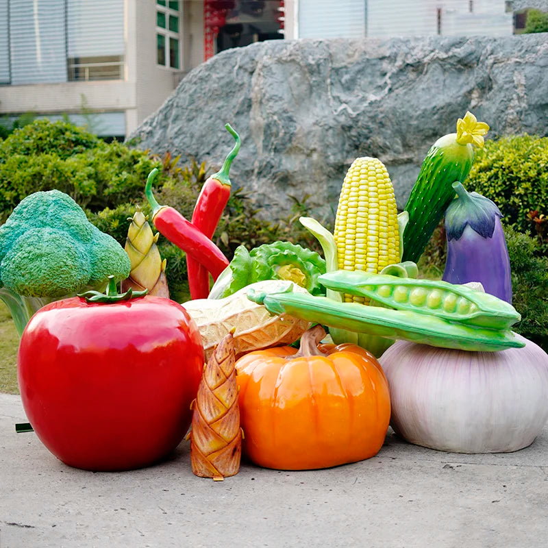 Large Handmade Artificial Fiberglass Corn Chili Pepper Fruits Vegetables Props Sculpture for Display Exhibition