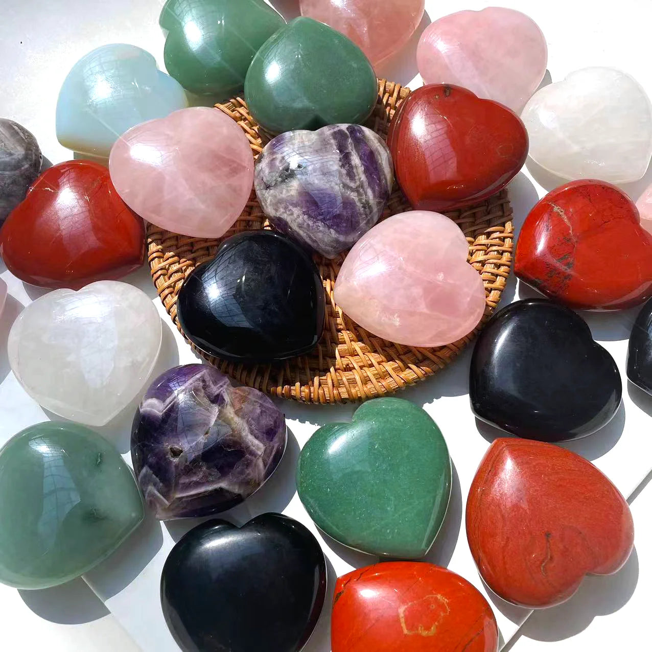 Factory Price Natural Stone Crystal Crafts Heart Shape Healing Stones 6cm Rose Quartz Crystal Heart