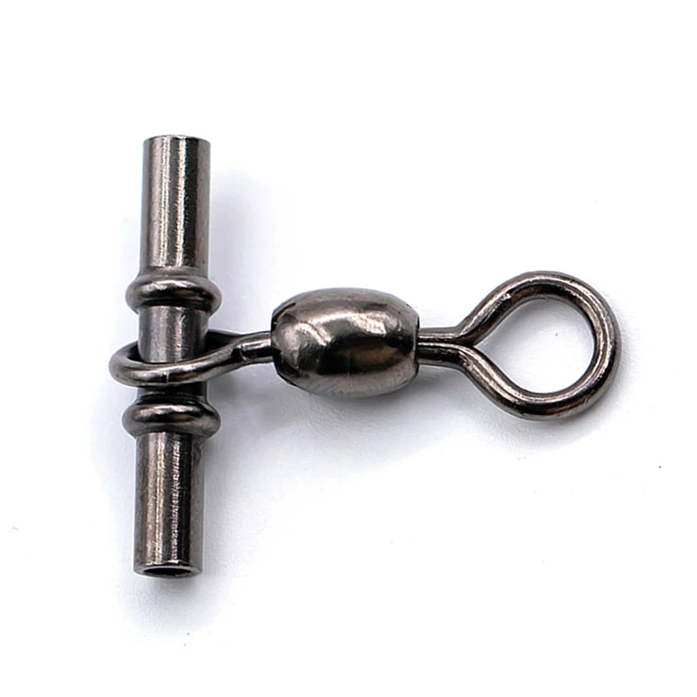 Black Nickel Stainless Steel Freshwater & Saltwater Fishing Swivel Cross Line Crane Swivel Snap Hook Connector