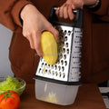 9-Inch Curved Stainless Steel Vertical Cheese Slicer Storage Box Multifunction Durable Wood Handle Silver Cheese Tools