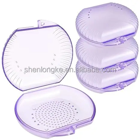 Transparent Plastic Orthodontic Retainer & Dental Aligner Case Ventilation Holes Magnet Opening for Storing Chewies Aligners