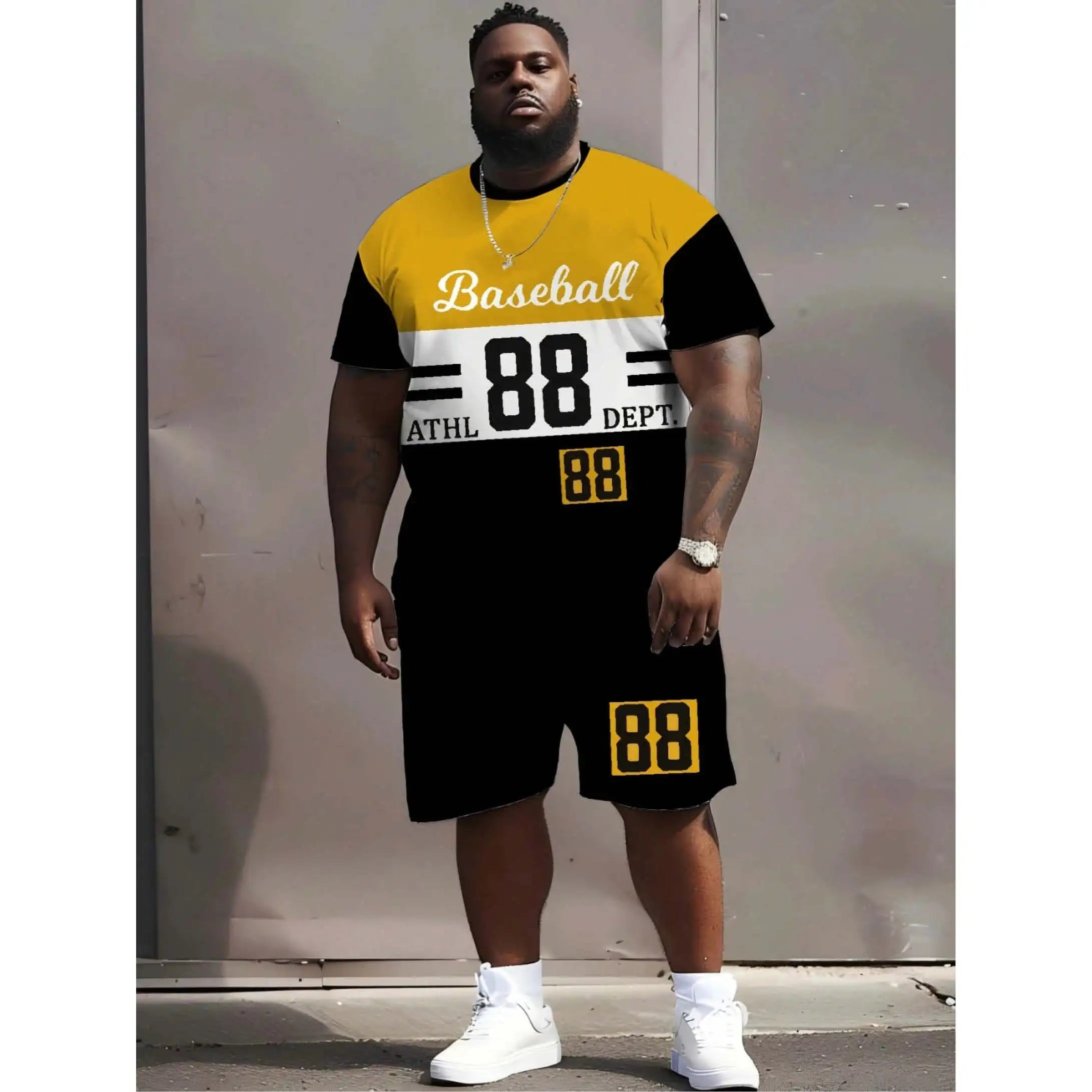 Wholesale Men's T-Shirt Sets - Lucky Number 88 with Classic Color Block Design - Low-Price Bulk Purchase