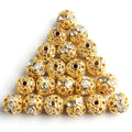 6mm 8mm Gold/Silver Color Crystal Rhinestone Round Metal Ball Spacer Beads KUOYU Brand China for Jewelry Making Diy Bracelet
