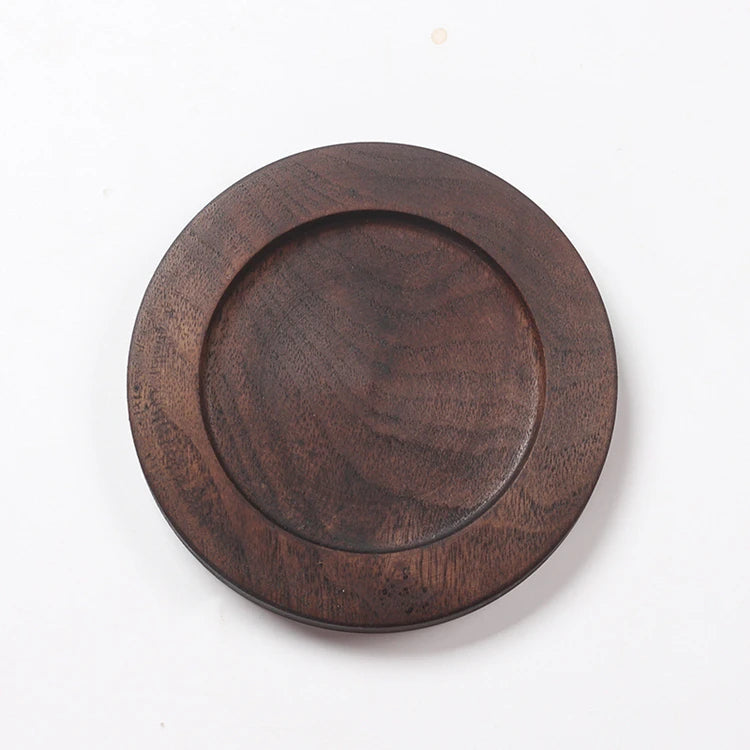 Wholesale Custom Engraved Logo Blank Round Walnut Wooden Coaster for Tea Coffee Drinking