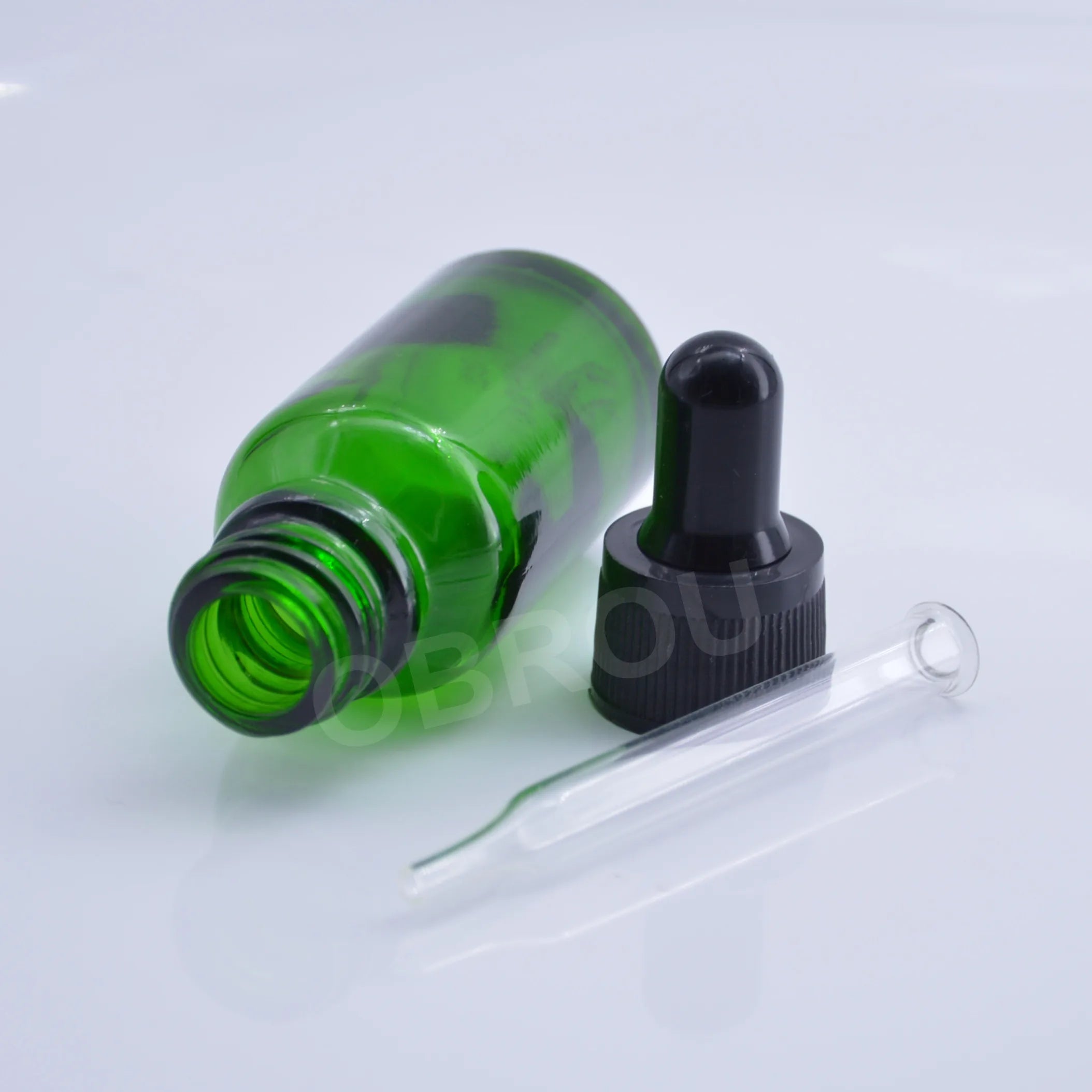 Obrou Green Essential Oil Skin Care Glass Dropper Bottle 5ml 10ml 15ml 20ml 30ml 50ml 100ml Massage Oil Bottles
