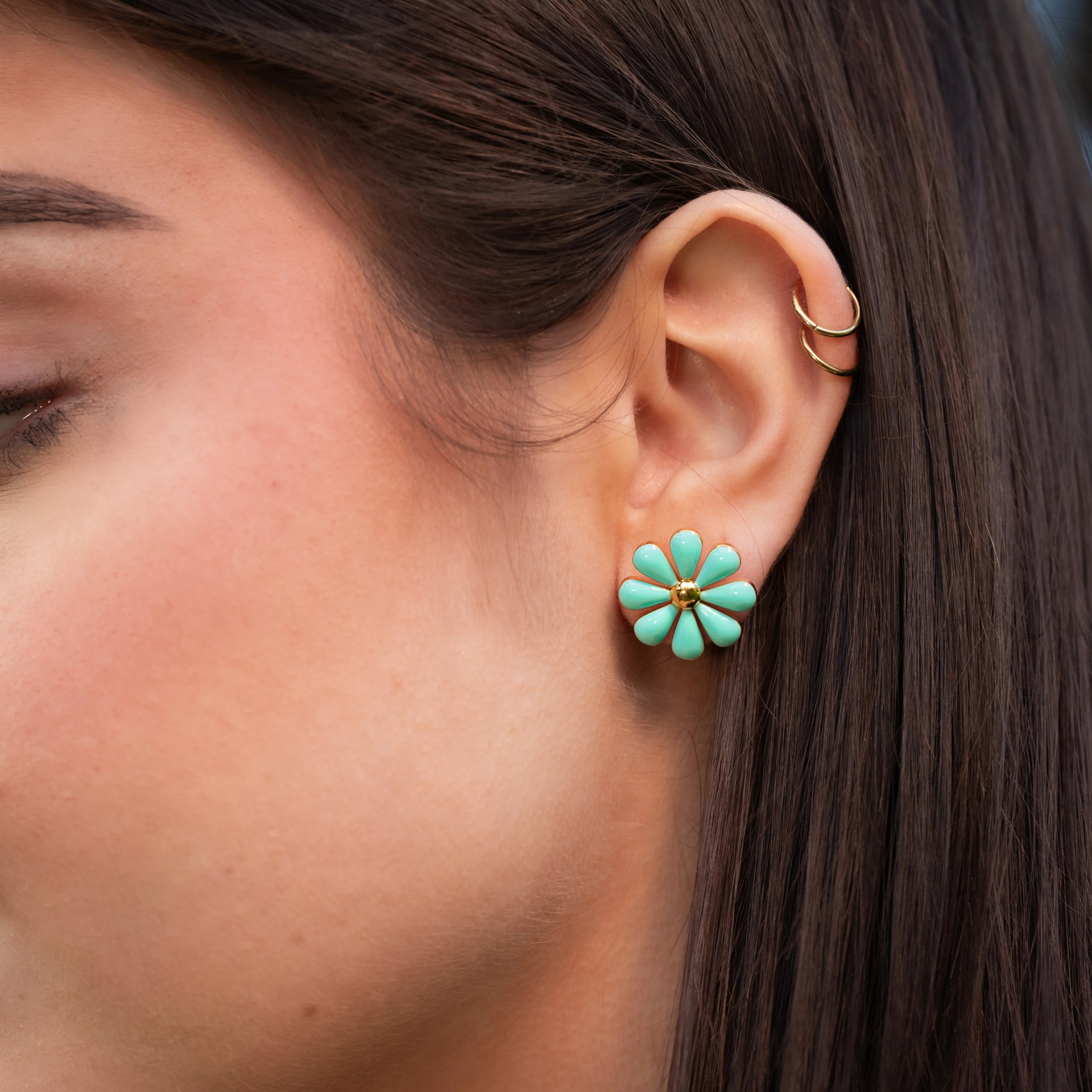 Teens & Kid Delicate Accessories Colorful Stainless Steel Flower Jewelry Petite Daisy Earrings for Girls