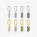 FUAMAY Aretes Silver 925 White Purple Green Black Marquise Zircon Pendant Fringe Earrings