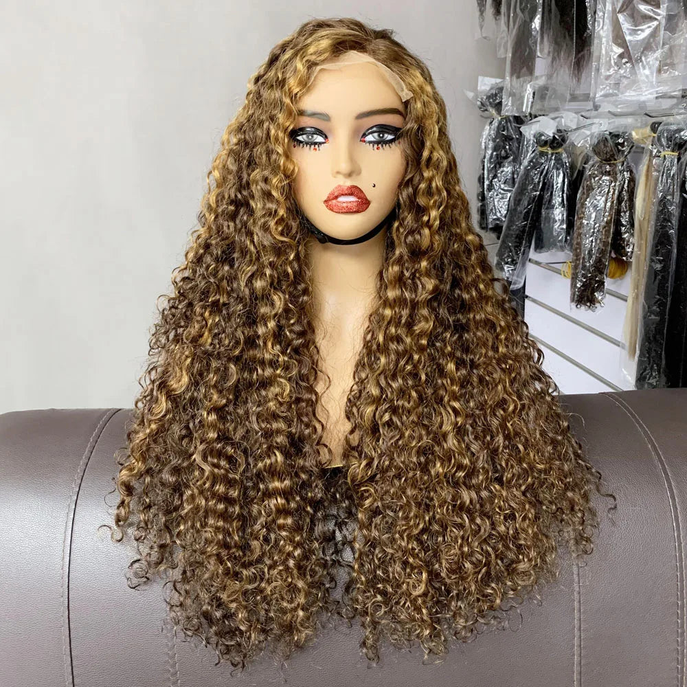 Raw Hair Wig SupplierDouble Drawn Human Hair Wig26 Inch #99J Luxury Curl 5X5 Closure Hair Wigs for Women