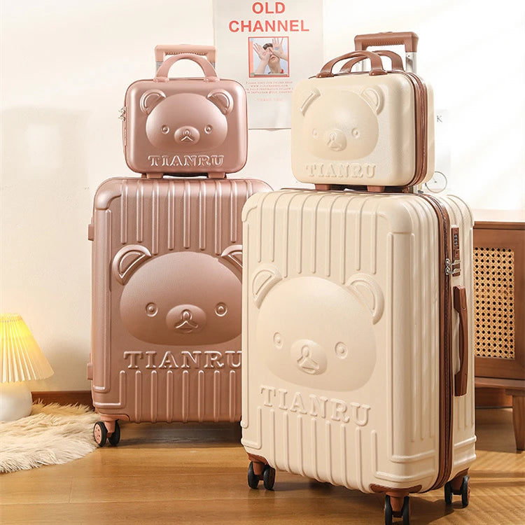 2pcs/SET 20/24 Inch Fashion ABS Trolley Case Girl Students Travel Spinner Password Luggage Woman Rolling Suitcase Cosmetic Bag