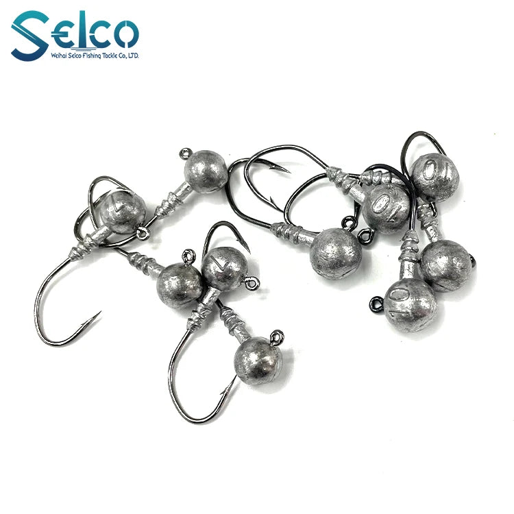 Selco Wholesale 3.5G/5G/7G/10G/14G Lead Weedless Head Sand Eel Football Swimbait Jig Head Fishing Lure