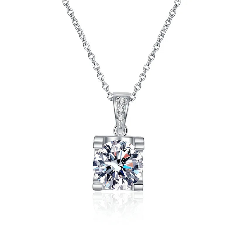 Jewelry Manufacturer's 0.5 1 2 Carat Wedding Jewelry 925 Sterling Silver VVS Diamond Moissanite Necklace for Women