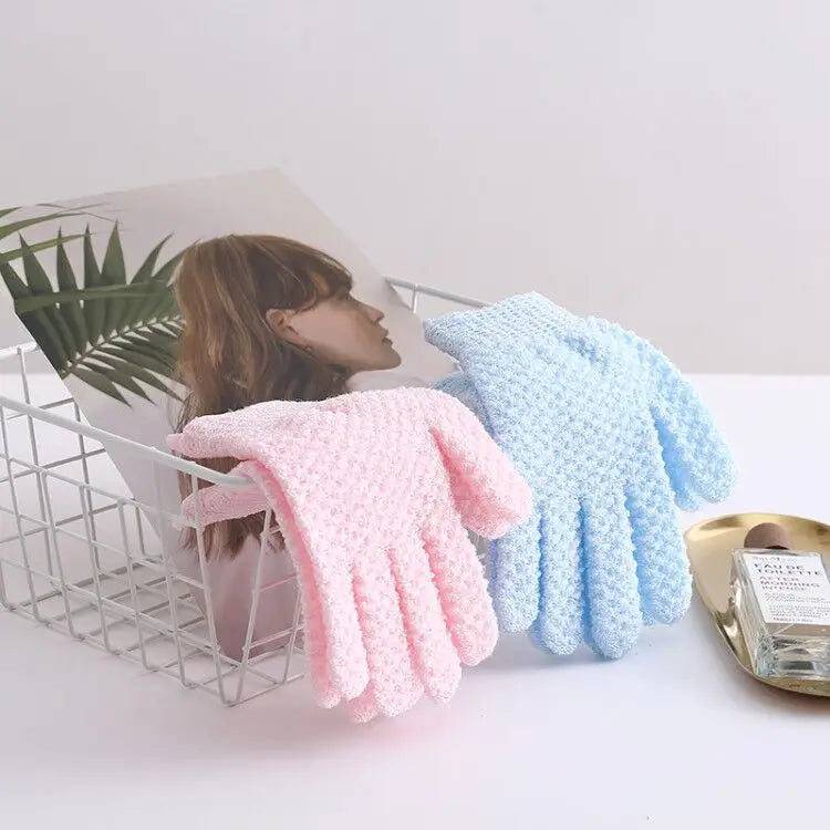 Custom Logo Premium Nylon Loofah Like Scrub Body Exfoliating Bath Gloves for Shower Dead Skin Cleaning