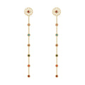 18K Gold Plated Stainless Steel Jewelry Hollow Flower Shaped Ear Stud Colorful Zircon Charms Drop Earrings E221376