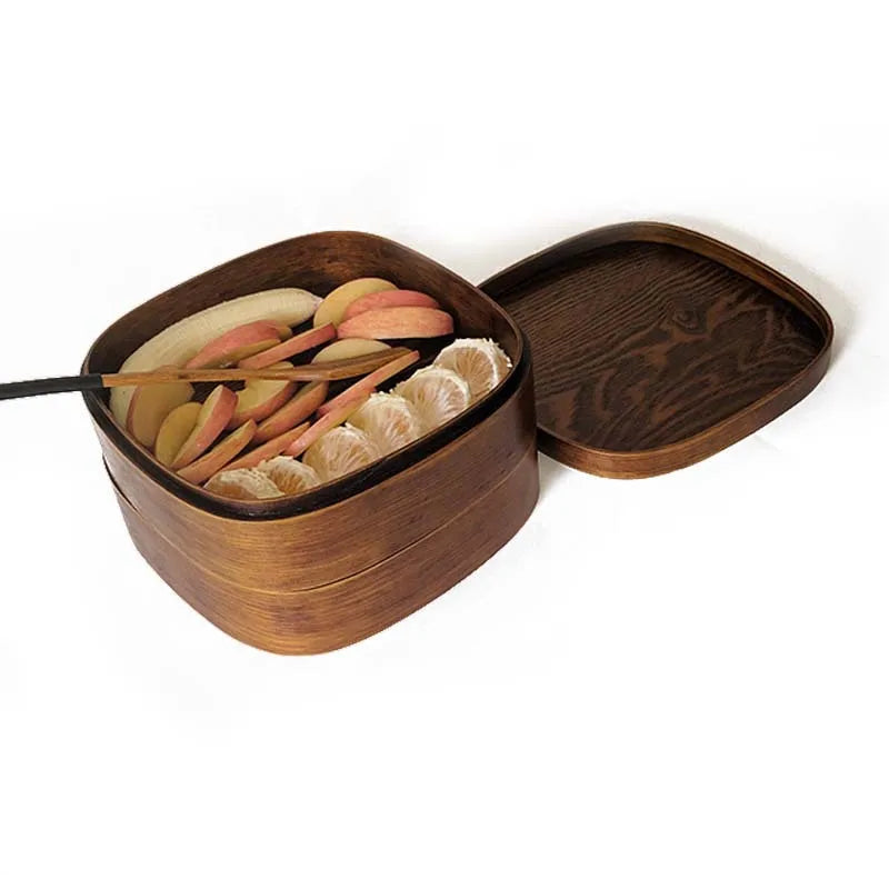 Customized logo Wooden Lunch Box Household Popular Bento Lunch Box with Bamboo Wood Lid