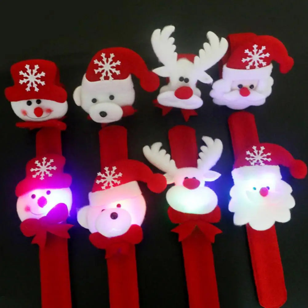 Factory Price LED Light Glow Christmas Ornaments Kids Gift Xmas Slap Circle Bracelet New Year Decoration Wrist Band Dazzling Toy
