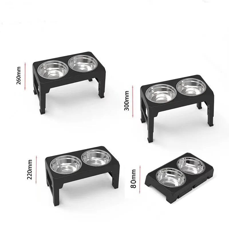 Hot Selling  Multifunctional  Adjustable Stainless Steel Pet Double Food Bowl for Small Medium and Large Pet Dogs