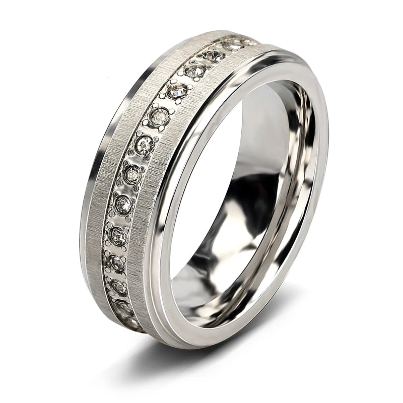 New Design Fashion Jewelry Stainless Steel Ring With Zircon 18K Gold Color Wedding Gift for Ladies