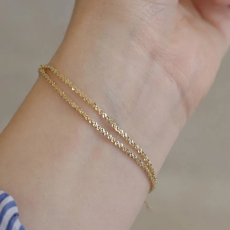 Chill INS Fashion Beads Pure 925 Sterling Silver Shiny Solid Thin Chain Bracelets for Women Girls Jewelry