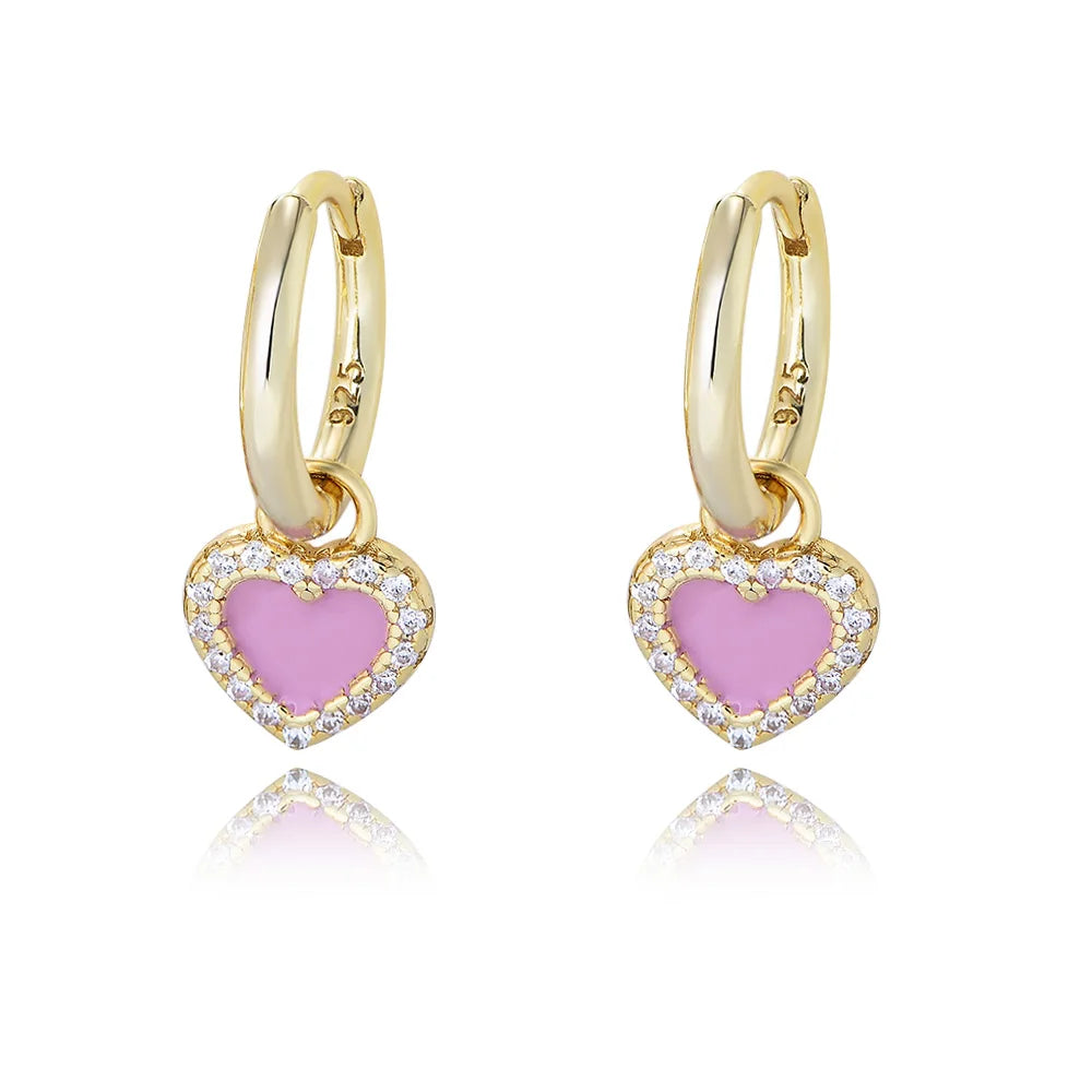 Professional Jewelry Factory Ins Style Earrings Design Woman Fashion14k Gold Plated Heart Earring in 925 Silver