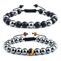 Handmade Fashion Adjustable tiger Eye Hematite Stone Beads Beaded Men Hand Bracelet Jewelry Bracelets