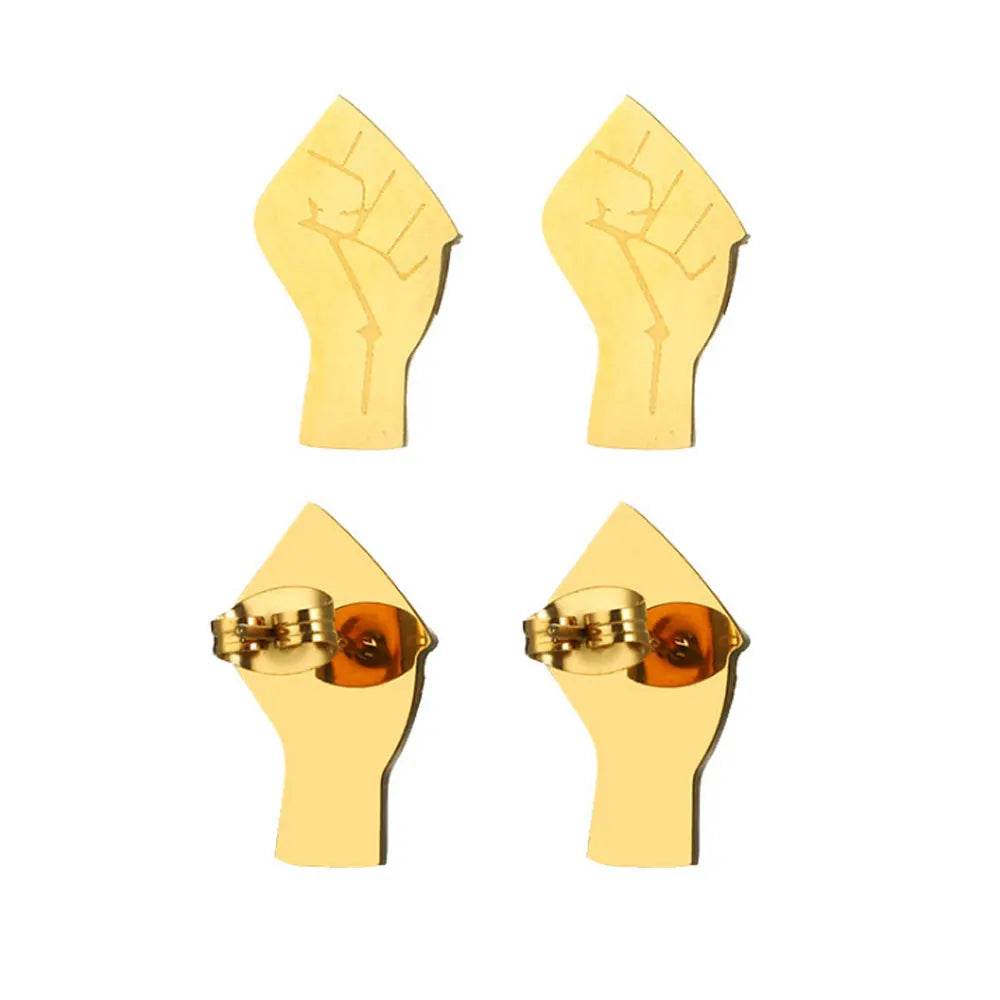Stainless Steel Black Lives Matter Fist Charm Stud Gold Plated Earring Earrings Jewelry Accessories