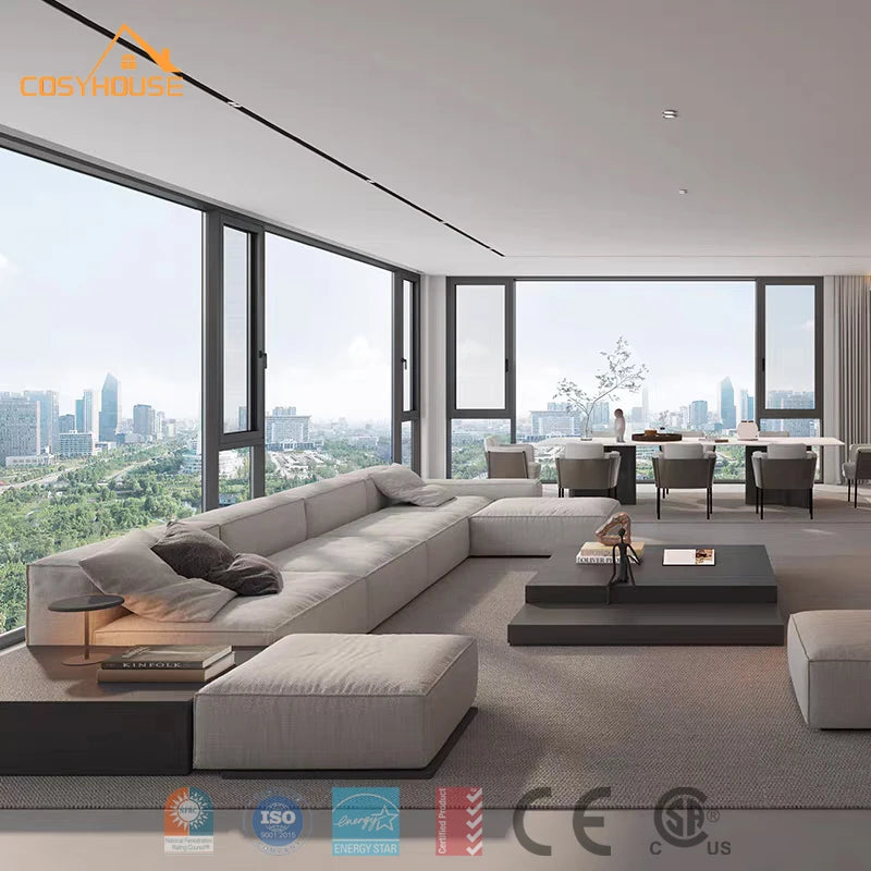 Cosyhouse Aluminum Sliding and Casement Windows Thermal Break Double Glazed Soundproof Window for Apartment and Villa
