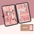 Pink Manicure Set Professional Nail Clippers Kit Pedicure Care Tools- Stainless Steel Women Grooming Kit 18Pcs