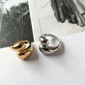 Exaggerated Opening Adjustable Chunky Dome Rings Women Fashion Gold Plated Irregular Double Waterdrop Winding Hug Rings