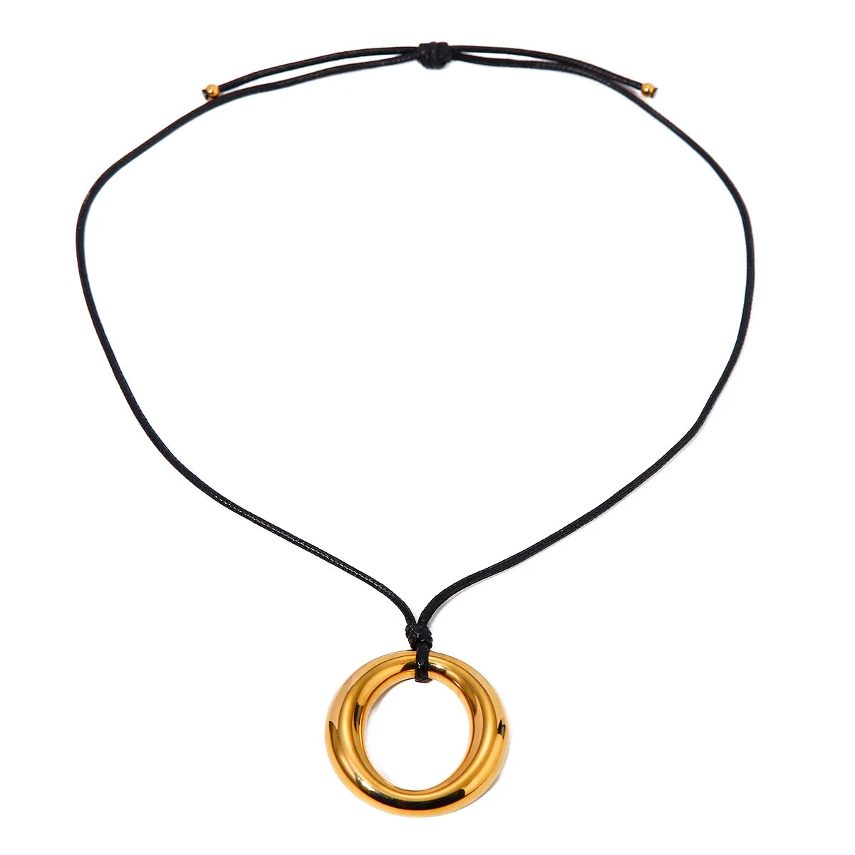 Fashion Stainless Steel Rope Chain Necklace Trendy Round Hollow  Pendant Gold Plated with Tarnish Free Design Unique Jewelry