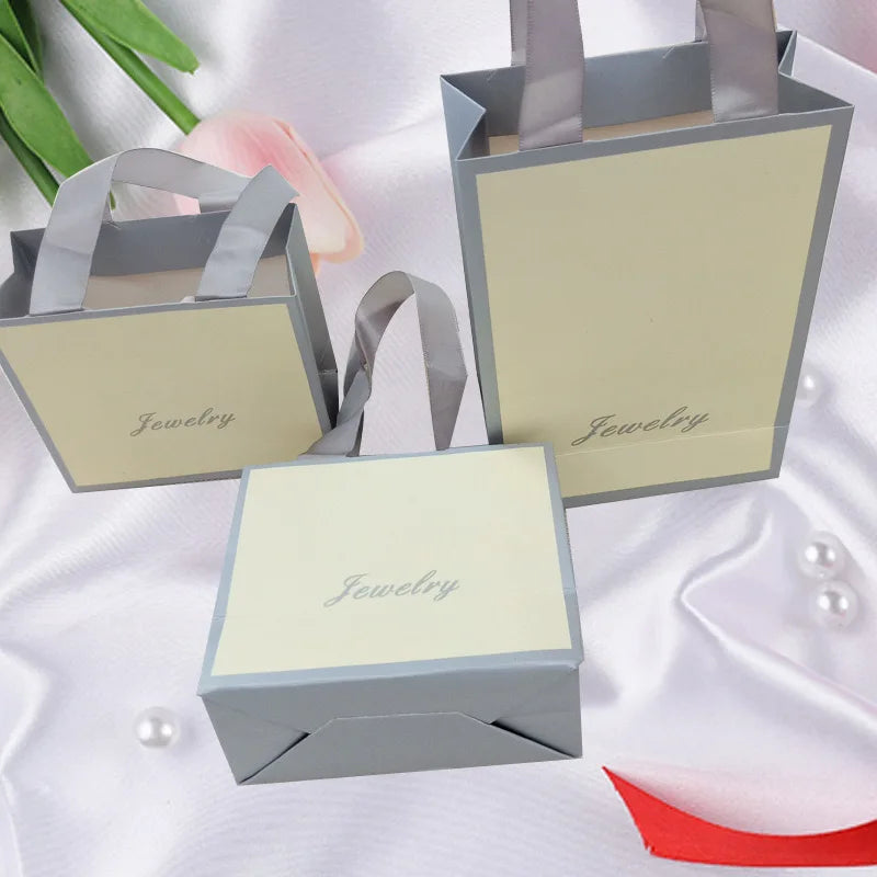 Luxury Small Fancy Jewelry Packaging Paper Gift Bags With Handle