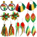 African Inspired Jewelry Black History Juneteenth Tassel Hoop Earrings Red Yellow Green Black History Month Celebration Earrings