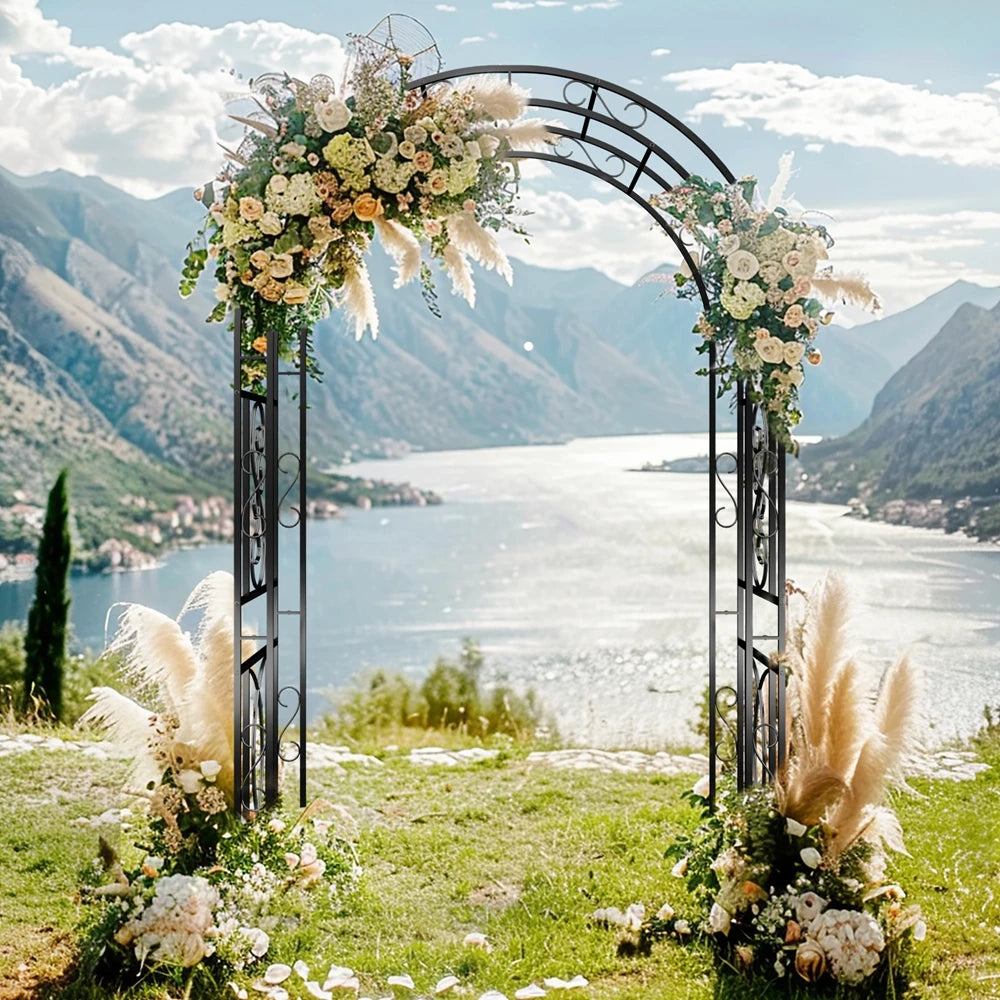 Metal Garden Arch Trellis: Decorative Outdoor Arbour Archway Wedding Arch Frame for Paths Entrances Climbing Plants