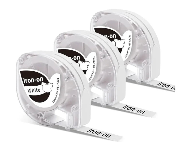 Phomemo P12/ P12PRO Iron-On Fabric Black on White Labels 12mm X 2m for Cloth DYMO Letra Tag