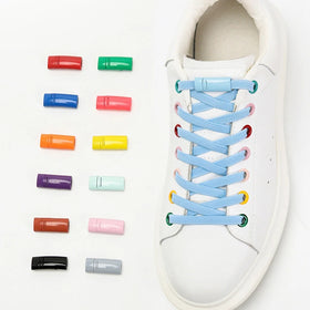 Elastic Magnetic Metal Lock Flat Polyester Shoelaces No Tie for Men and Women Lazy Sneakers Accessories