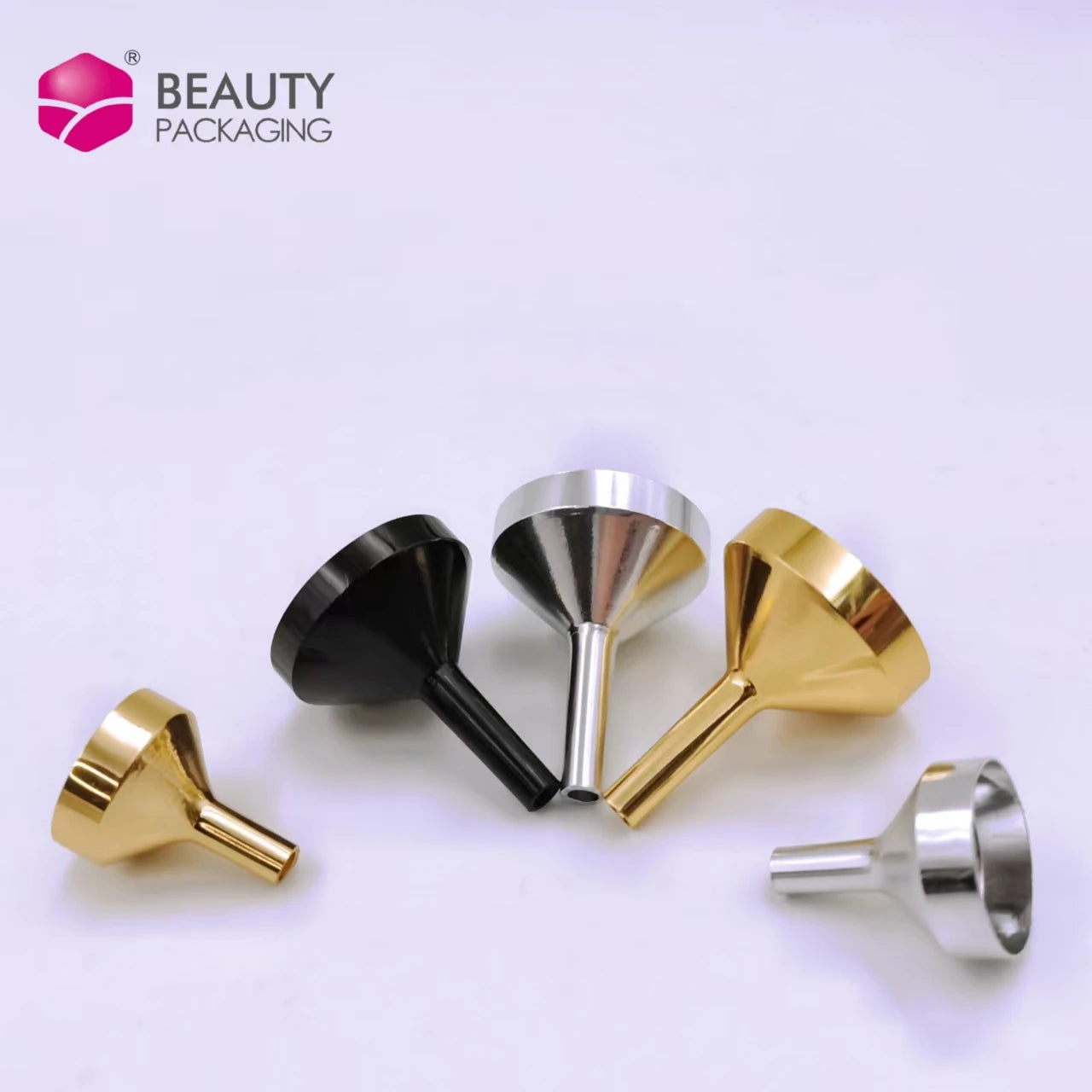 Wholesale in Stock Mini Perfume Refill Gold Silver Black Aluminum Metal Funnel