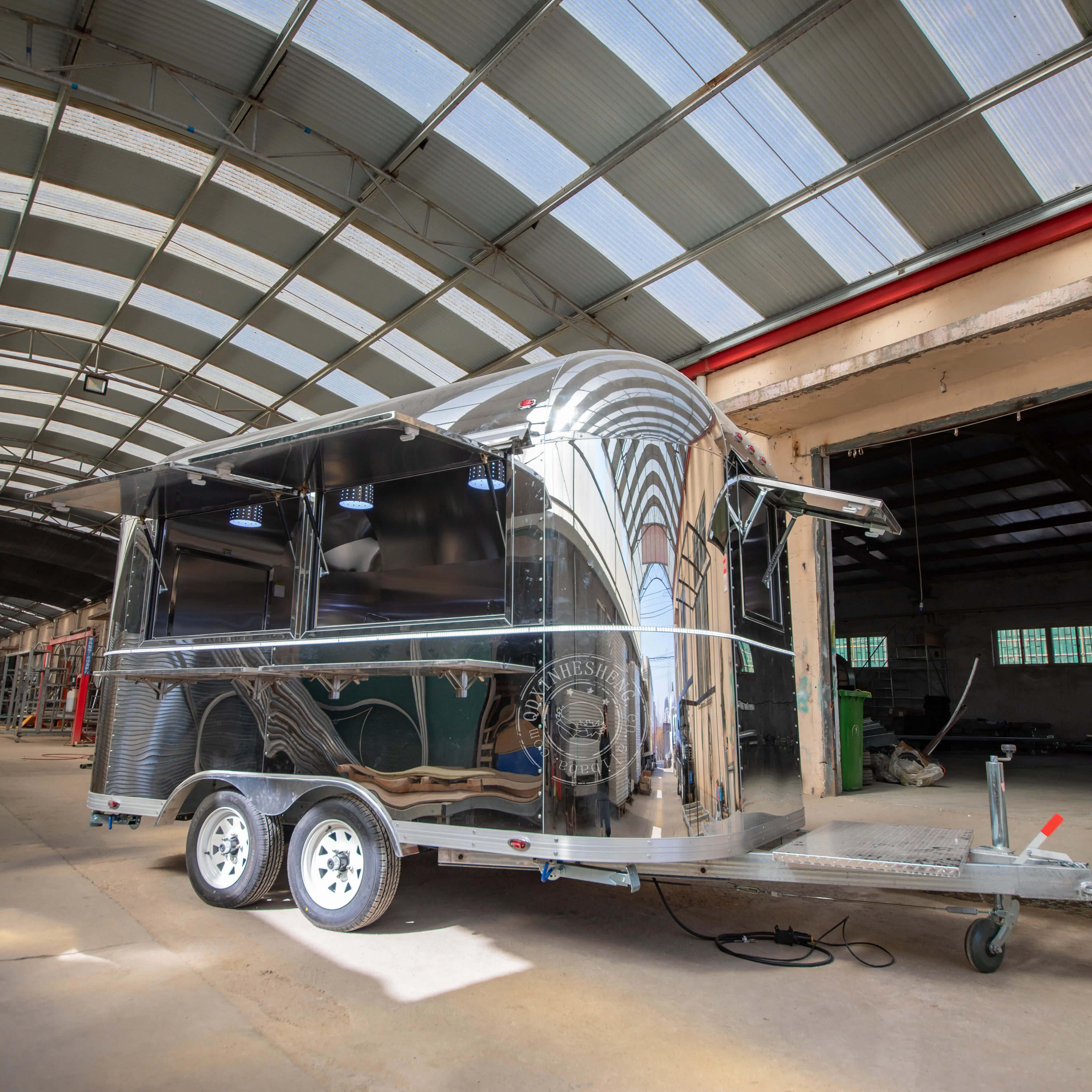 Stainless Steel Food Trailer Mobile Street Fast Food Bbq Snack Food Trailer for Sale