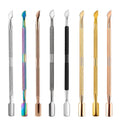 Wholesale Stainless Steel Triangle Cuticle Trimmer Scraper Double Ended Pusher Spoon Reusable Durable Salon Use Nail Supplies