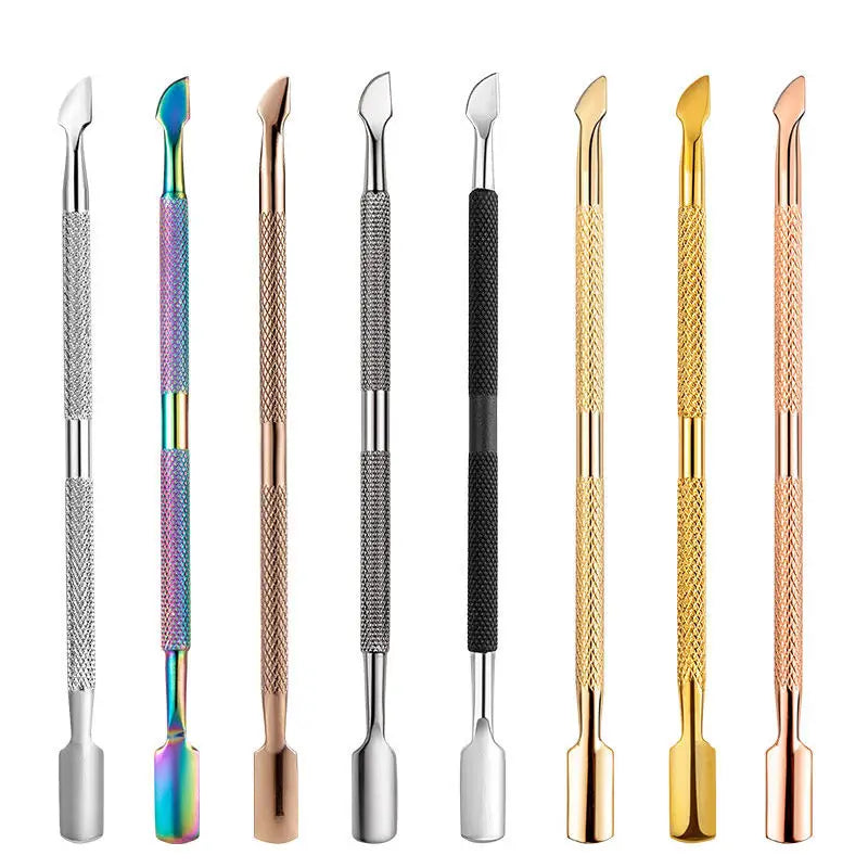 Wholesale Stainless Steel Triangle Cuticle Trimmer Scraper Double Ended Pusher Spoon Reusable Durable Salon Use Nail Supplies