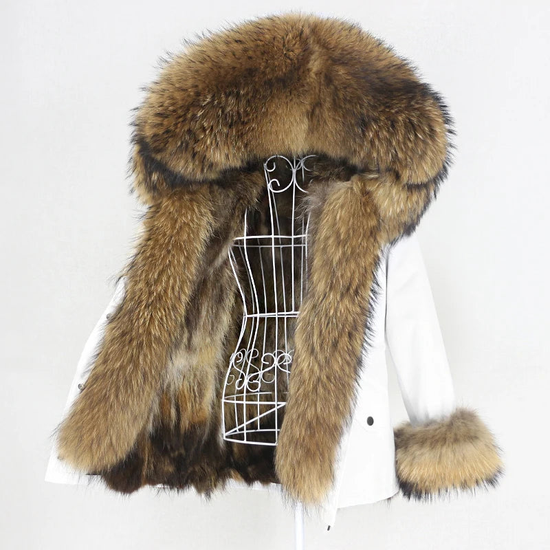 OFTBUY2023 Women's Winter Parka Overcoat Waterproof Short Coat with Real Fox Fur Detachable Liner Collar Cotton Filling Material