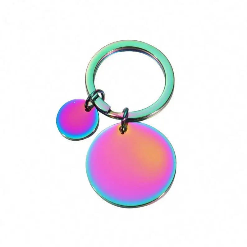Personalize Custom QR Code Name Blanks Unfinished Funny Round Disc DIY Blank Metal Keychain Tags Laser Engraved Blank Key Chains