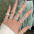2024 New Fashion Jewelry Dainty Women S925 Sterling Silver Engagement Ring Platinum Plated 925 Silver Rings with Cubic Zirconia