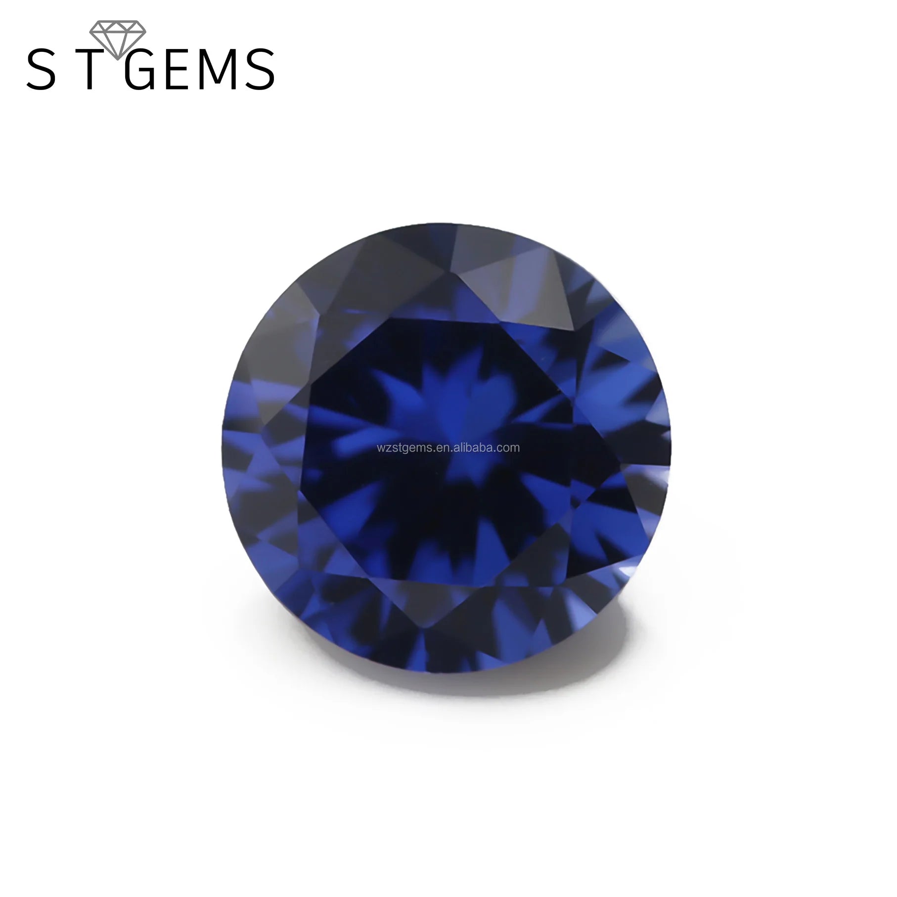 7-8.5mm Blue 34# Corundum Round Diamond Cut Lab Grown Sapphire