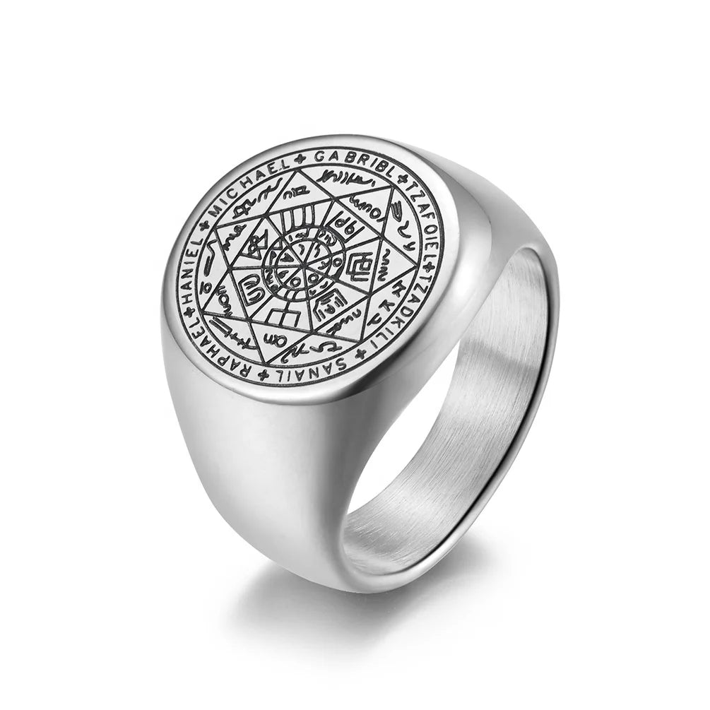 New Seven-pointed Star Stainless Steel Men's Jewelry Mysterious Star Rune Fashion Titanium Steel Ring