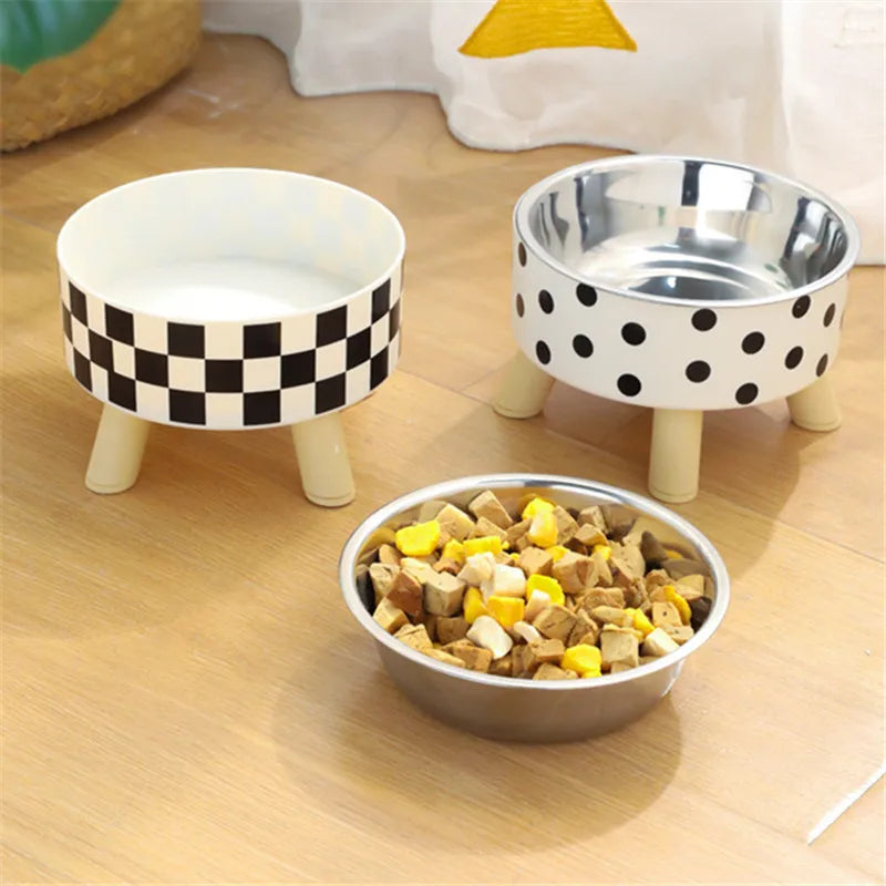 Dog Cat Bowl Removable Stainless Steel Pet Bowl Elevated Anti-slip Cat Food Water Bowl Pet Feeder Cat Accessories
