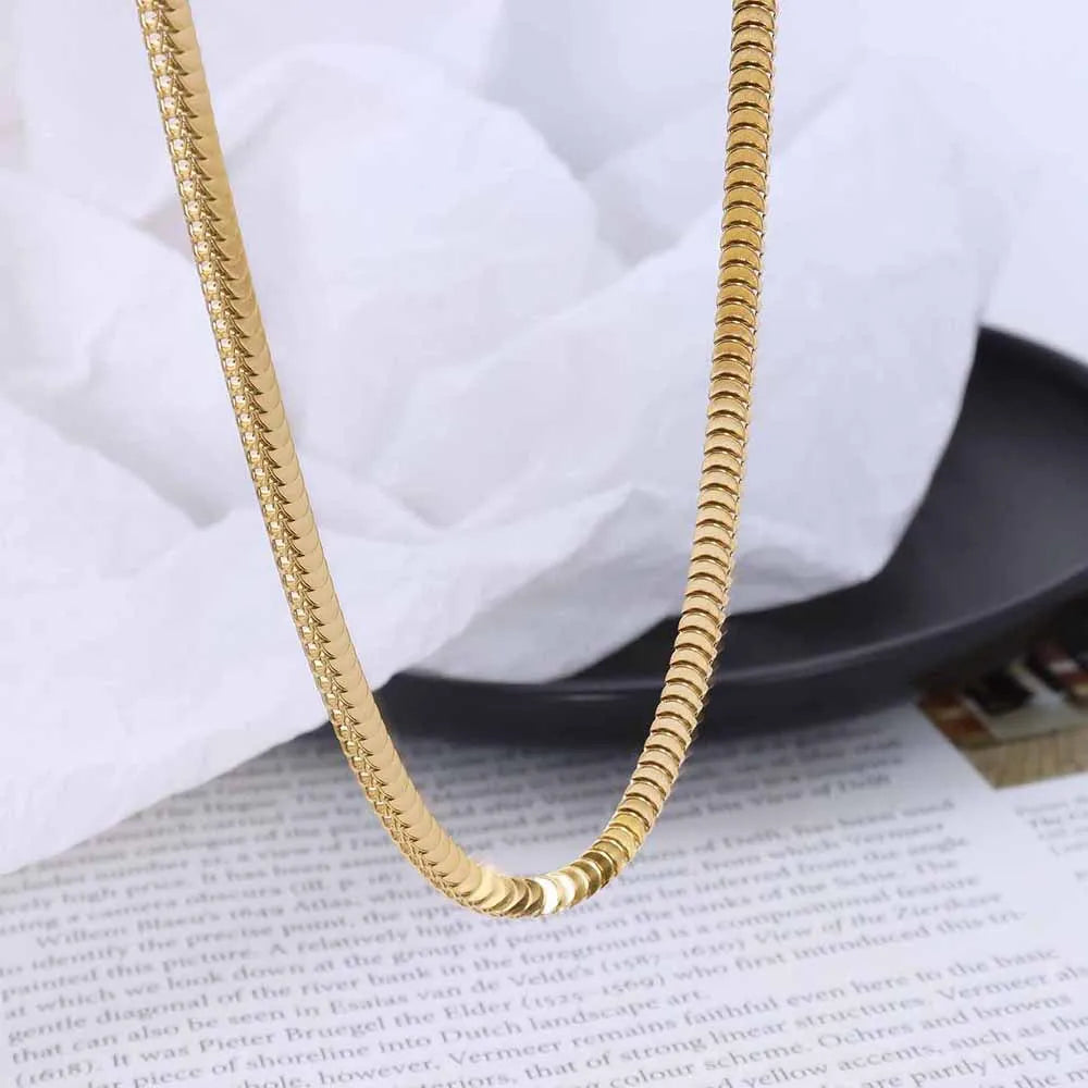 YF2447 Fashion Thick Soft Stacked Chain Choker Snake Chain Necklace Bracelet Set 18K Gold Plated Stainless Steel Necklaces
