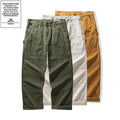OKONKWO Men's Vintage Double Knee Workwear Pants Heavy Cotton Canvas Carpenter Trousers Retro Casual Straight Leg Trousers