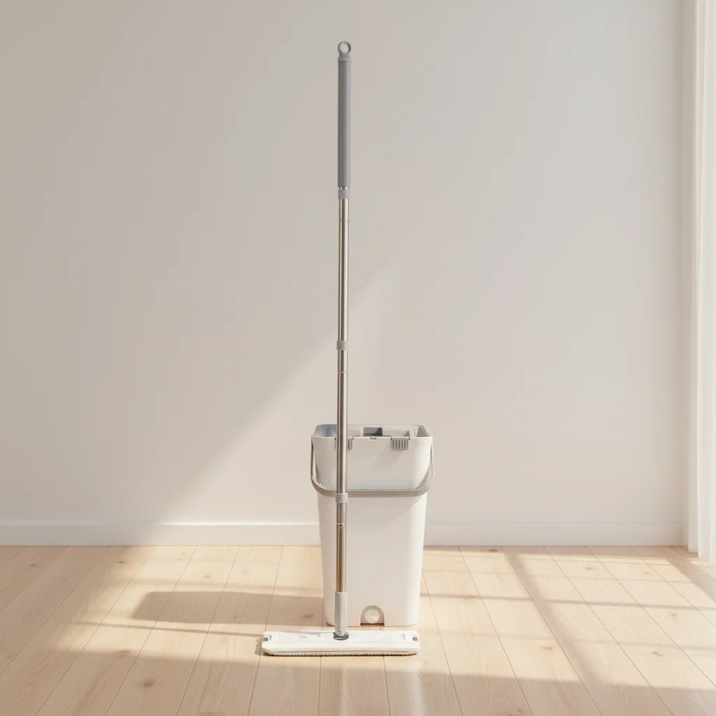 New Design Eco-Friendly Home Household Self-Cleaning Flat Mop Bucket Set Hand-Free Square Scratch Four-Side Wringing Steel Pole