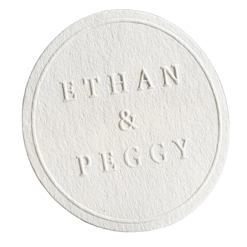 Textured Paper Embossed Matte Sticker with Special Adhesive Waterproof & Oil Resistant Round Shape Brand Logo Sticker